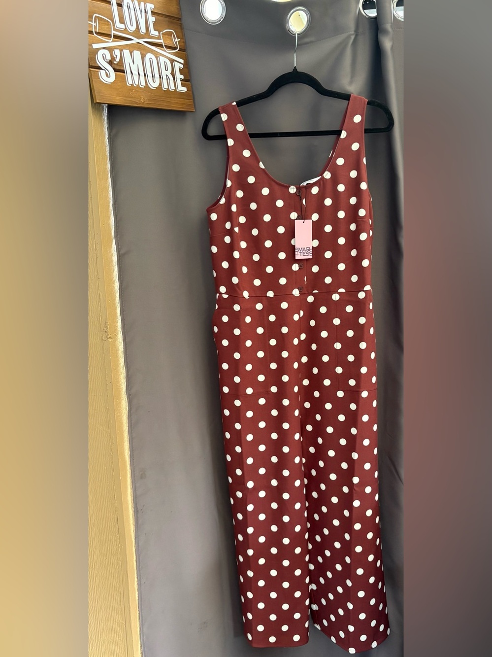 Smash + Tess Rust Red Polka Dot Sleeveless Jumpsuit